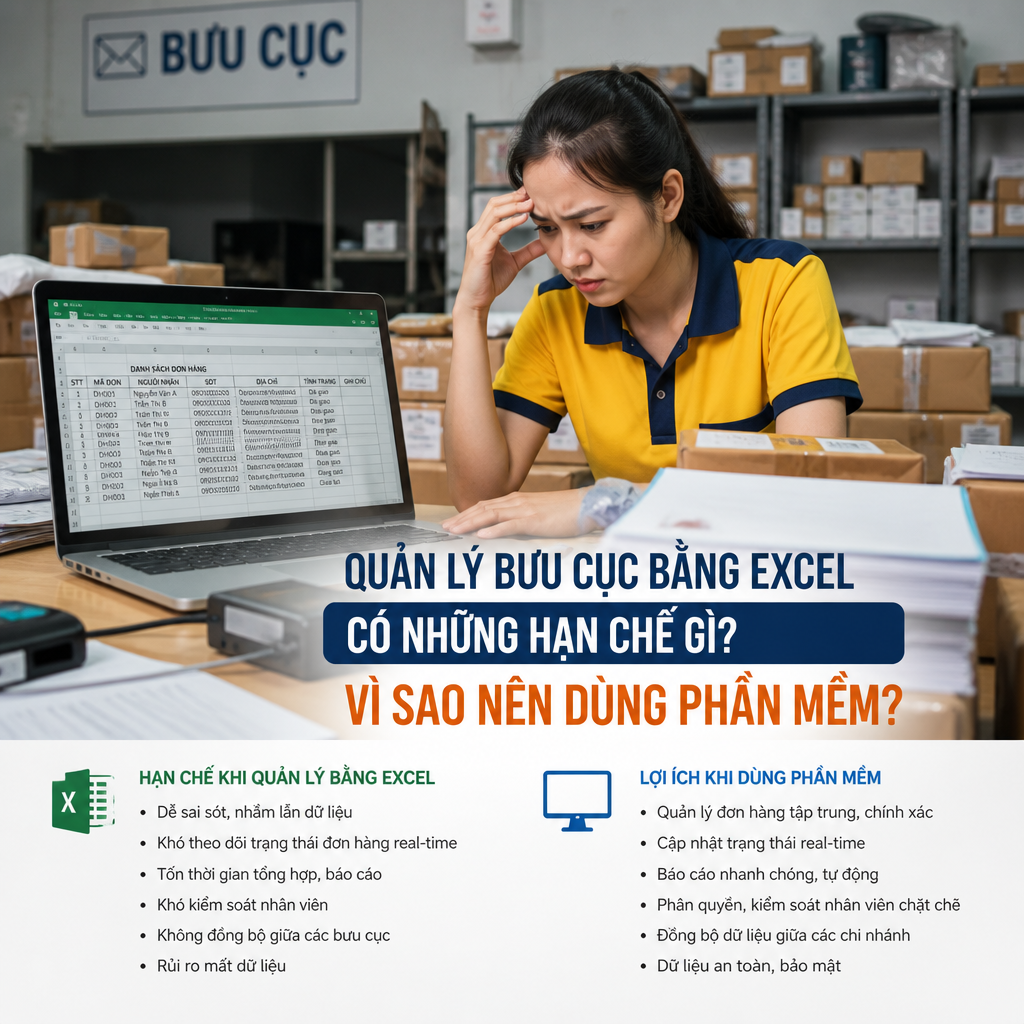 Quản Lý Bưu Cục Bằng Excel Có Những Hạn Chế Gì? Vì Sao Nên Dùng Phần Mềm?