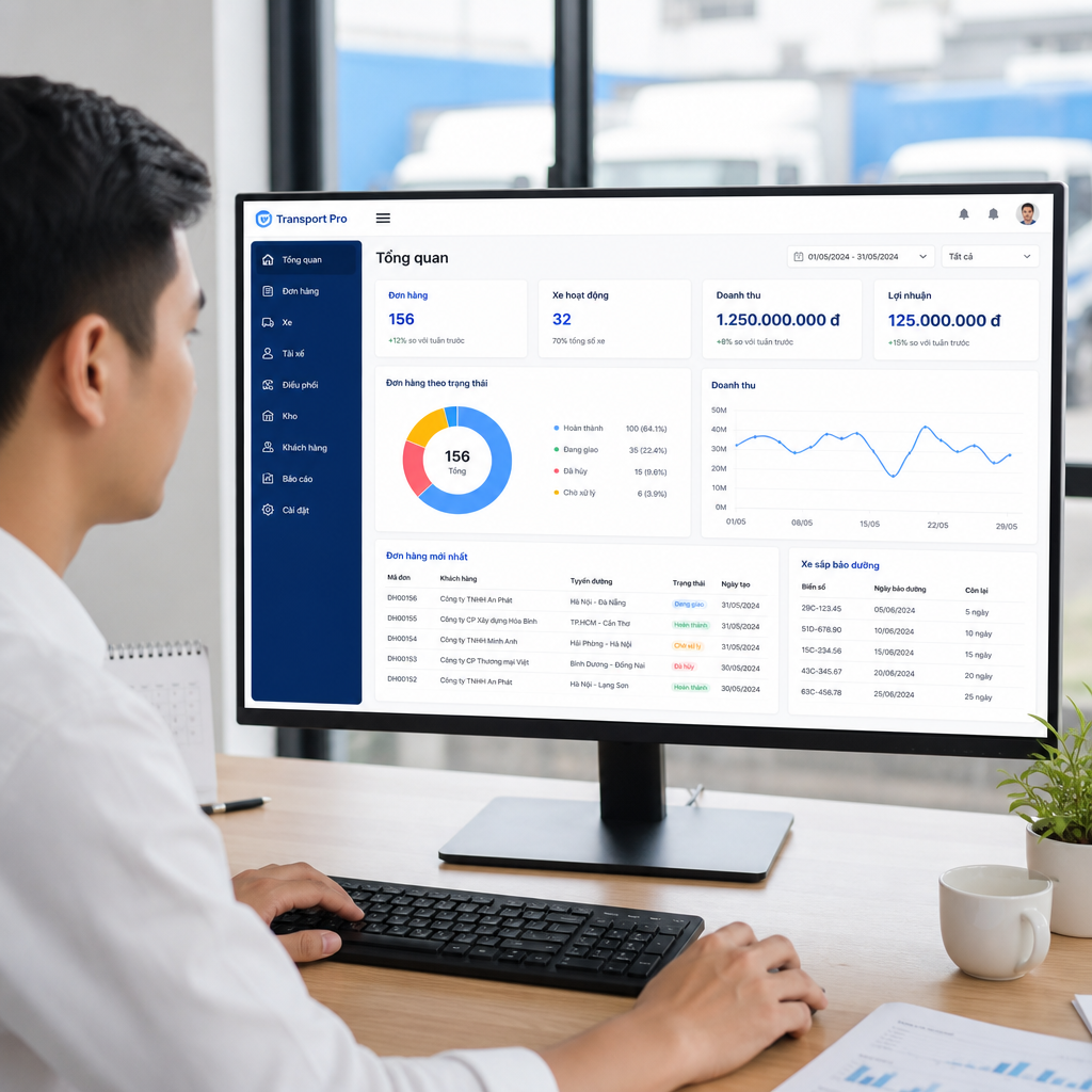 Phần Mềm Quản Lý Doanh Nghiệp Vận Tải: Quản Lý Tập Trung Từ Đơn Hàng Đến Lợi Nhuận