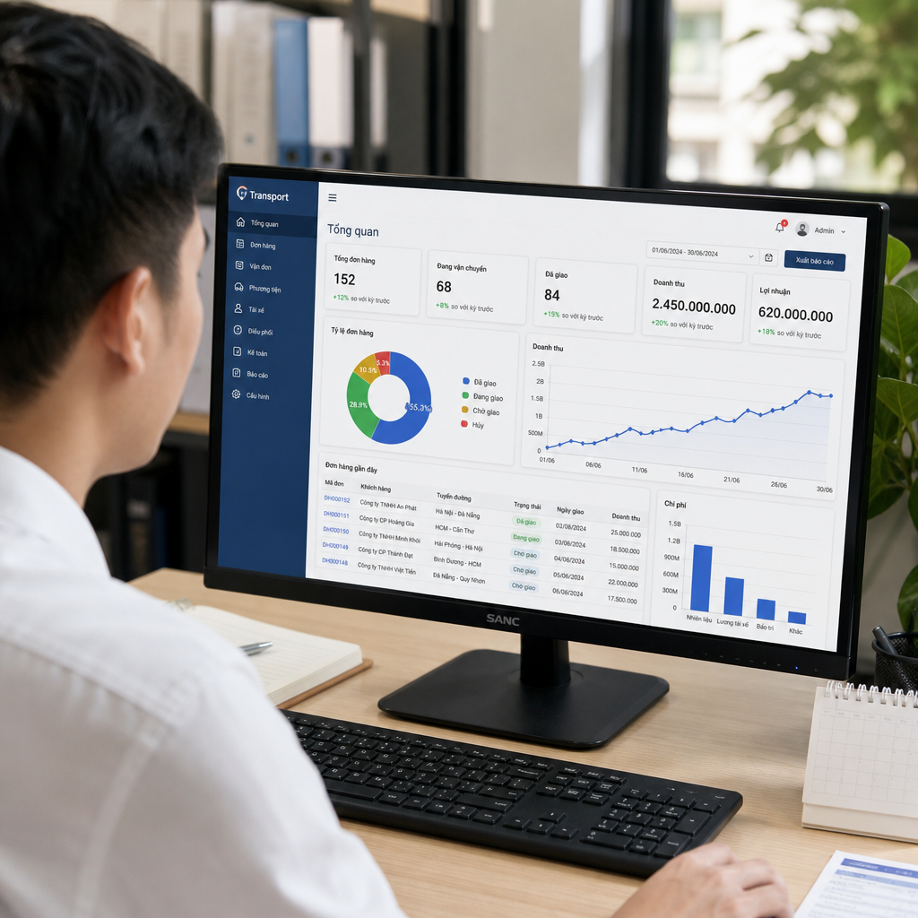 Phần Mềm Quản Lý Doanh Nghiệp Vận Tải: Quản Lý Tập Trung Từ Đơn Hàng Đến Lợi Nhuận