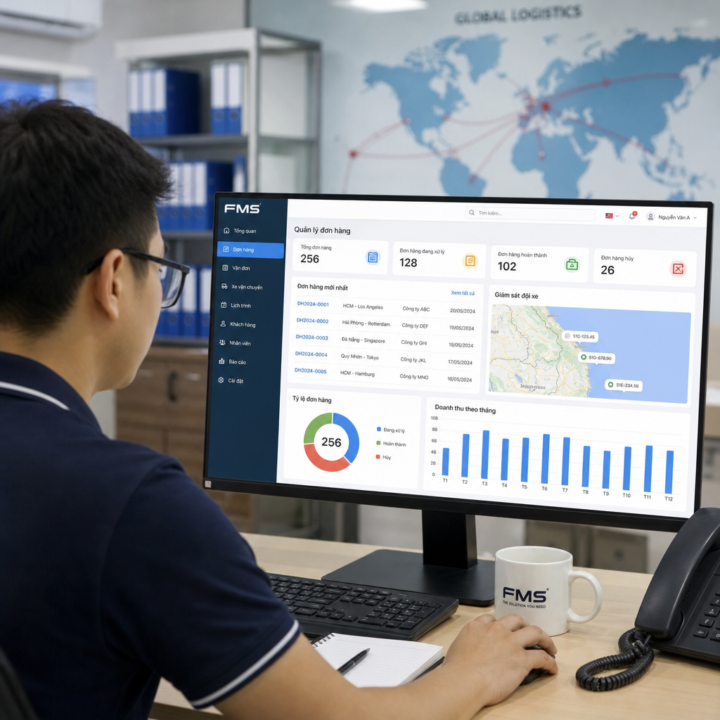 Phần Mềm Vận Tải Quốc Tế FMS: Quản Lý Đơn Hàng Và Đội Xe Hiệu Quả