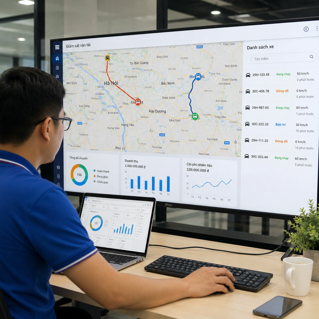 Phần mềm vận tải logistics: Quản lý xe, tài xế và chuyến hàng hiệu quả