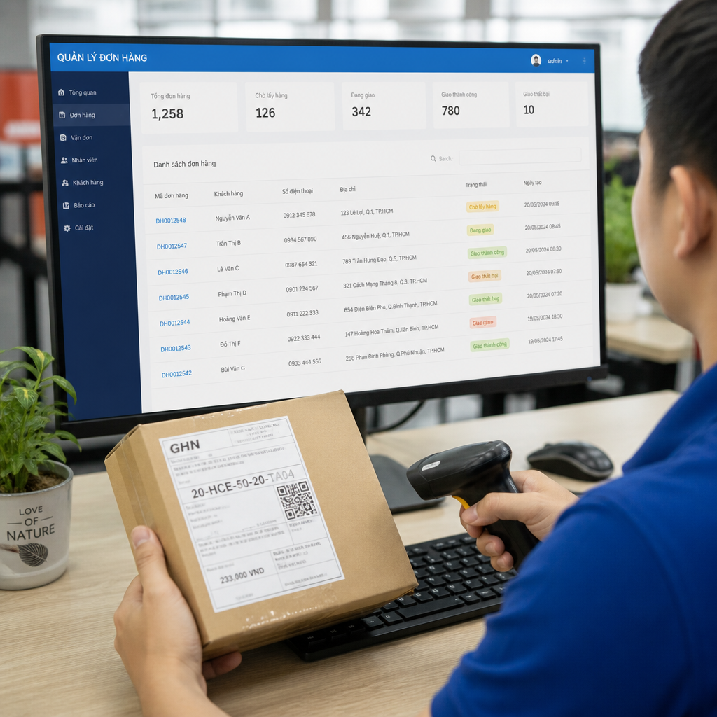 Phần mềm quản lý chuyển phát nhanh: Quản lý đơn hàng từ nhận đến giao