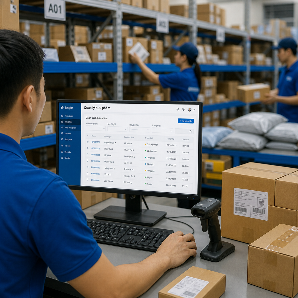 Phần mềm quản lý bưu phẩm: Giải pháp quản lý tiếp nhận, lưu kho và giao phát