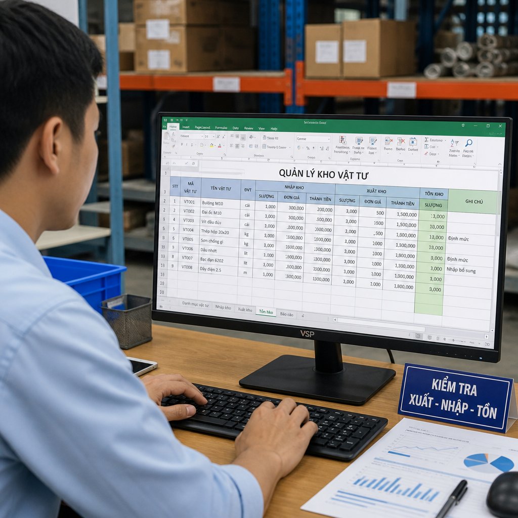 Ứng dụng phần mềm quản lý kho vật tư bằng excel trong doanh nghiệp: Lợi ích và cách triển khai hiệu quả