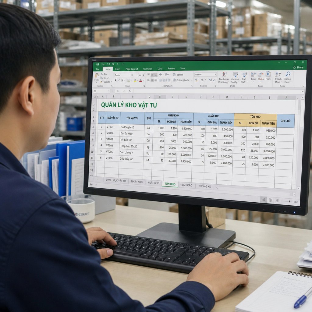 Ứng dụng phần mềm quản lý kho vật tư bằng excel trong doanh nghiệp: Lợi ích và cách triển khai hiệu quả