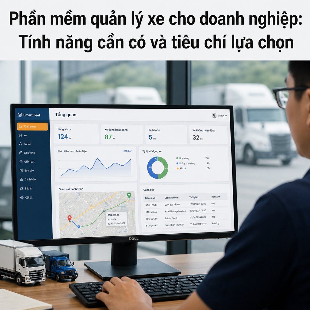 Phần mềm quản lý xe cho doanh nghiệp: Tính năng cần có và tiêu chí lựa chọn