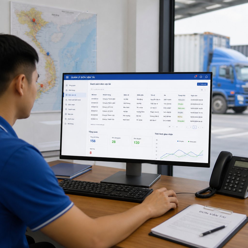 Phần mềm quản lý đơn vận tải: Từ đơn hàng đến giao nhận