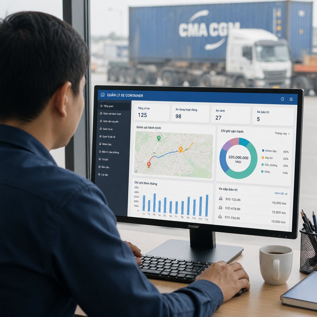 Phần mềm quản lý xe container: Giải pháp giảm chi phí vận hành