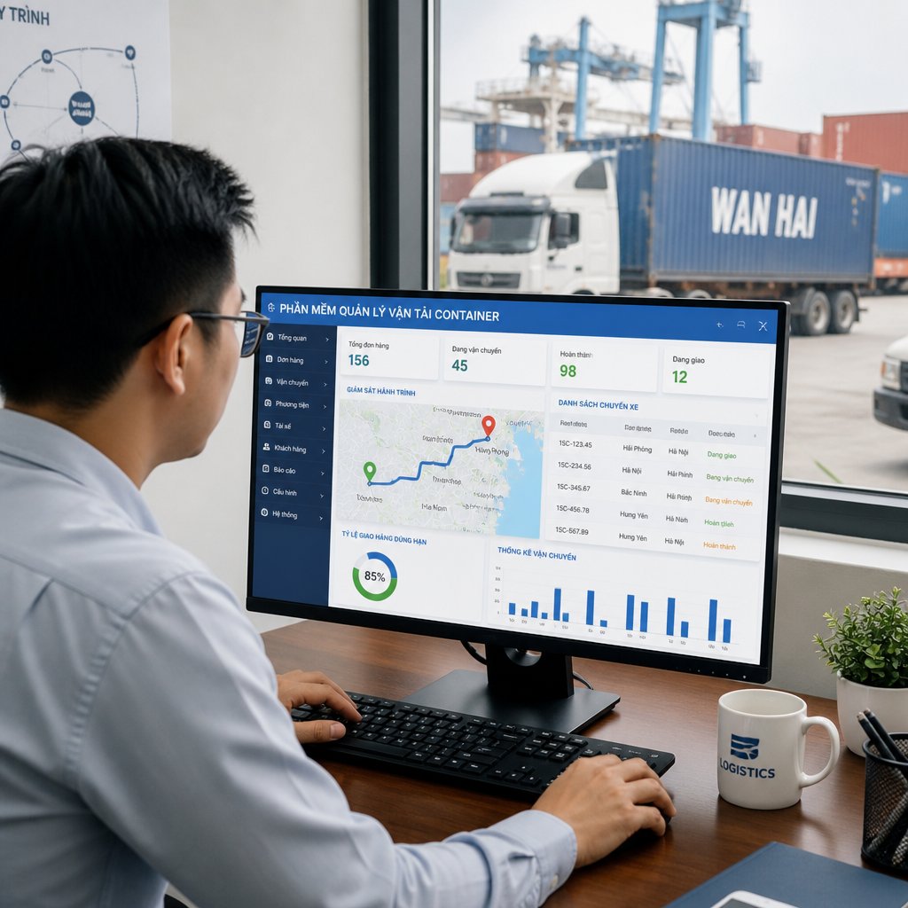 Phần mềm quản lý vận tải container giúp kiểm soát chuyến xe
