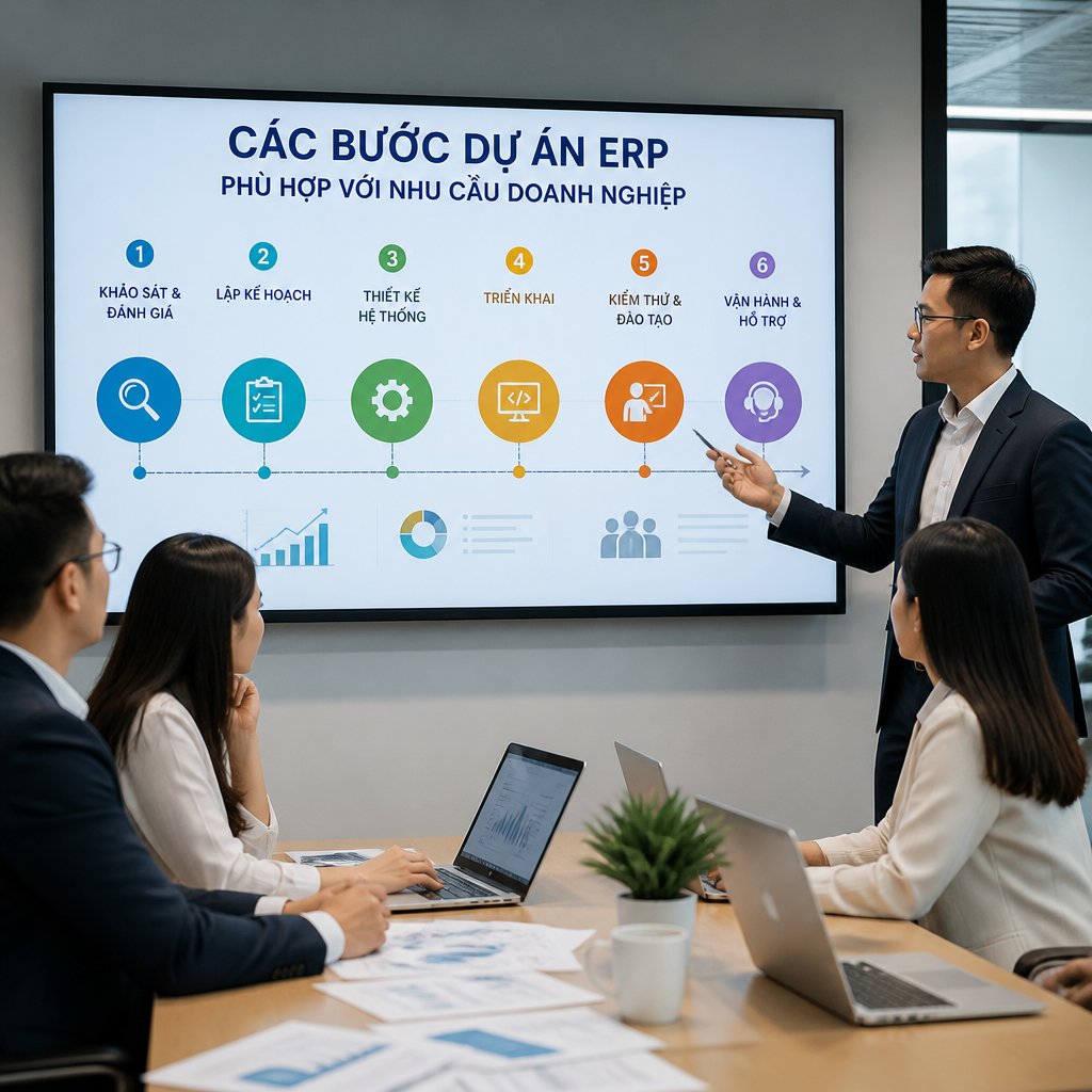 Các bước dự án ERP phù hợp với nhu cầu doanh nghiệp