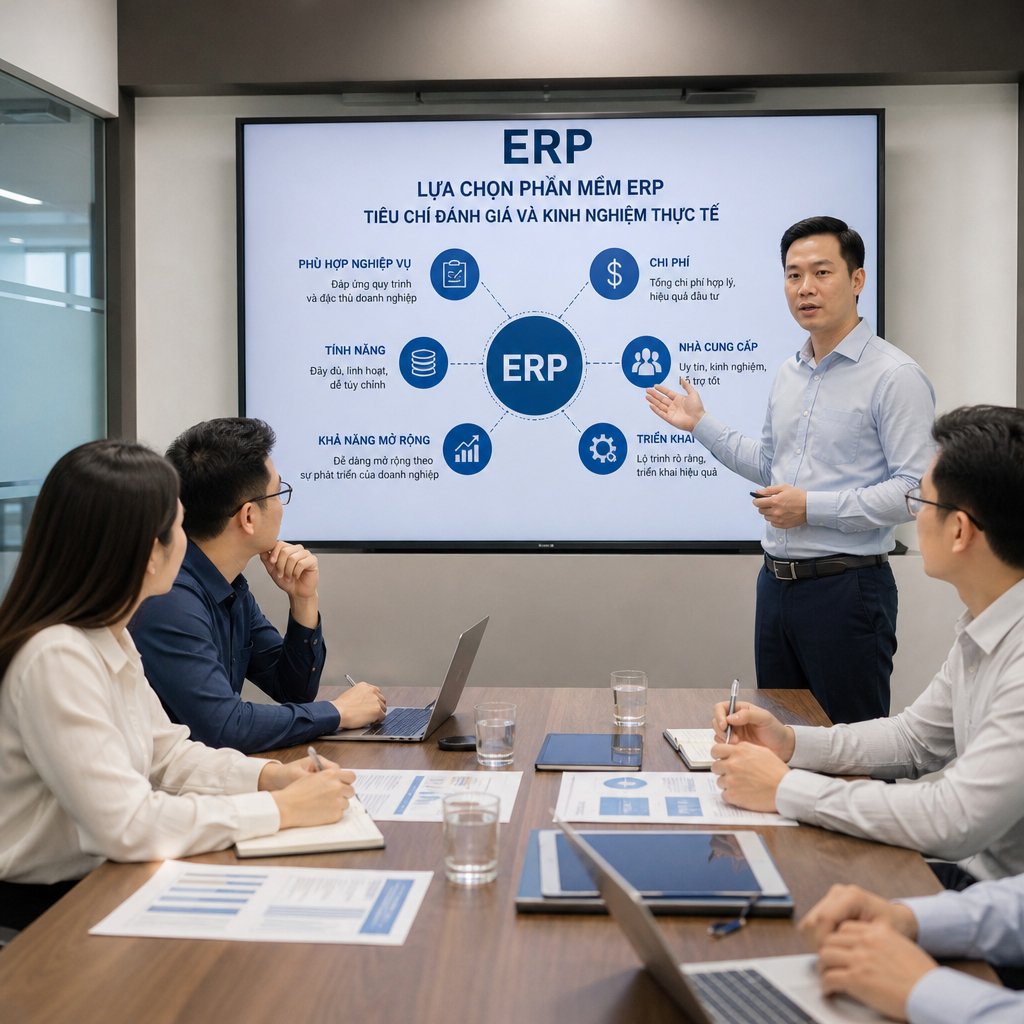 Lựa chọn mua phần mềm ERP Tiêu chí đánh giá và kinh nghiệm thực tế