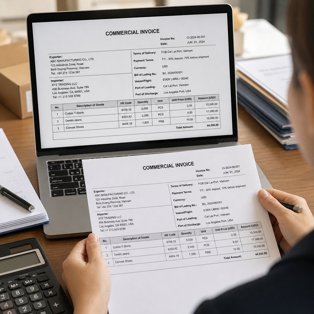 Cách làm invoice đầy đủ thông tin cho lô hàng xuất nhập khẩu
