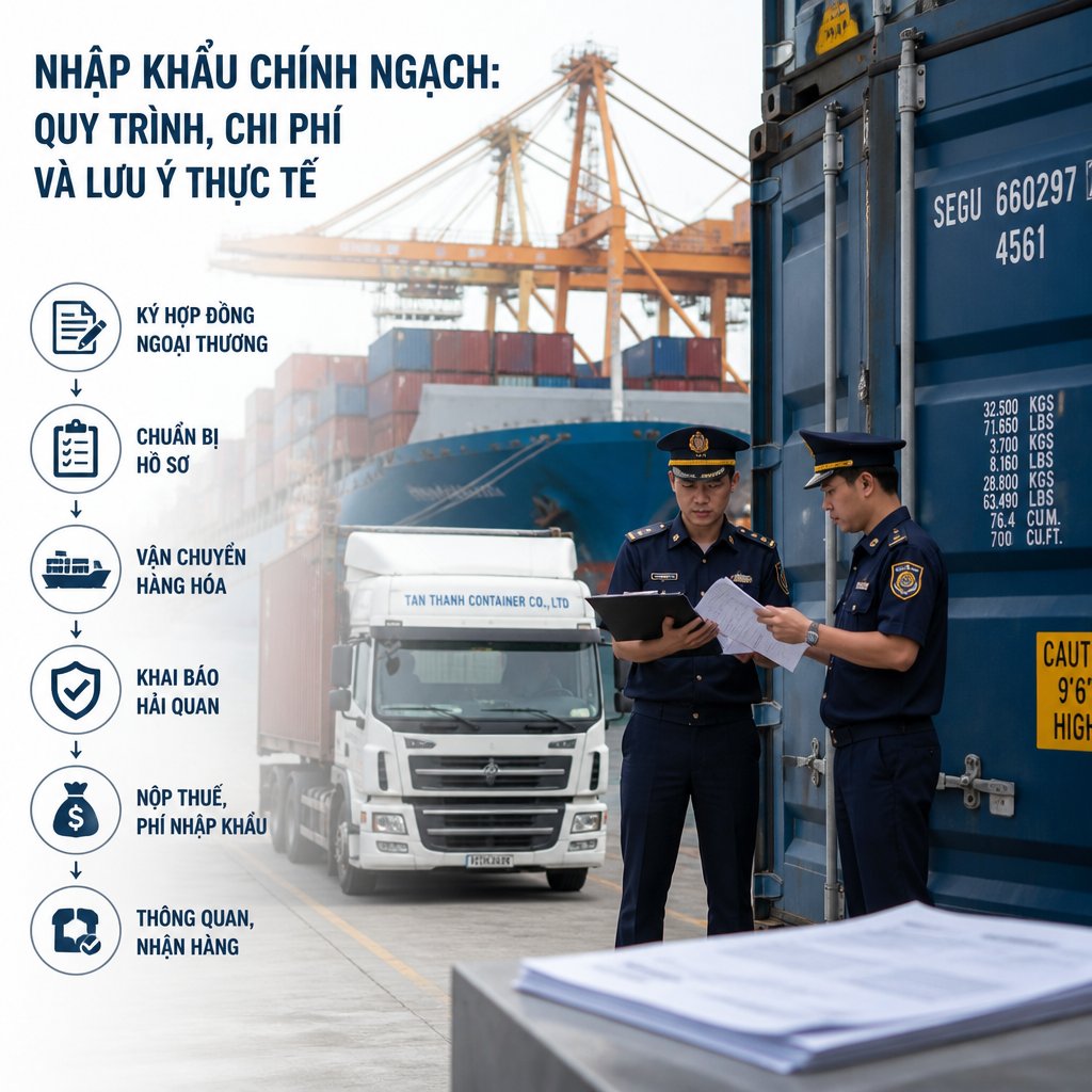 Nhập khẩu chính ngạch quy trình, chi phí và lưu ý thực tế