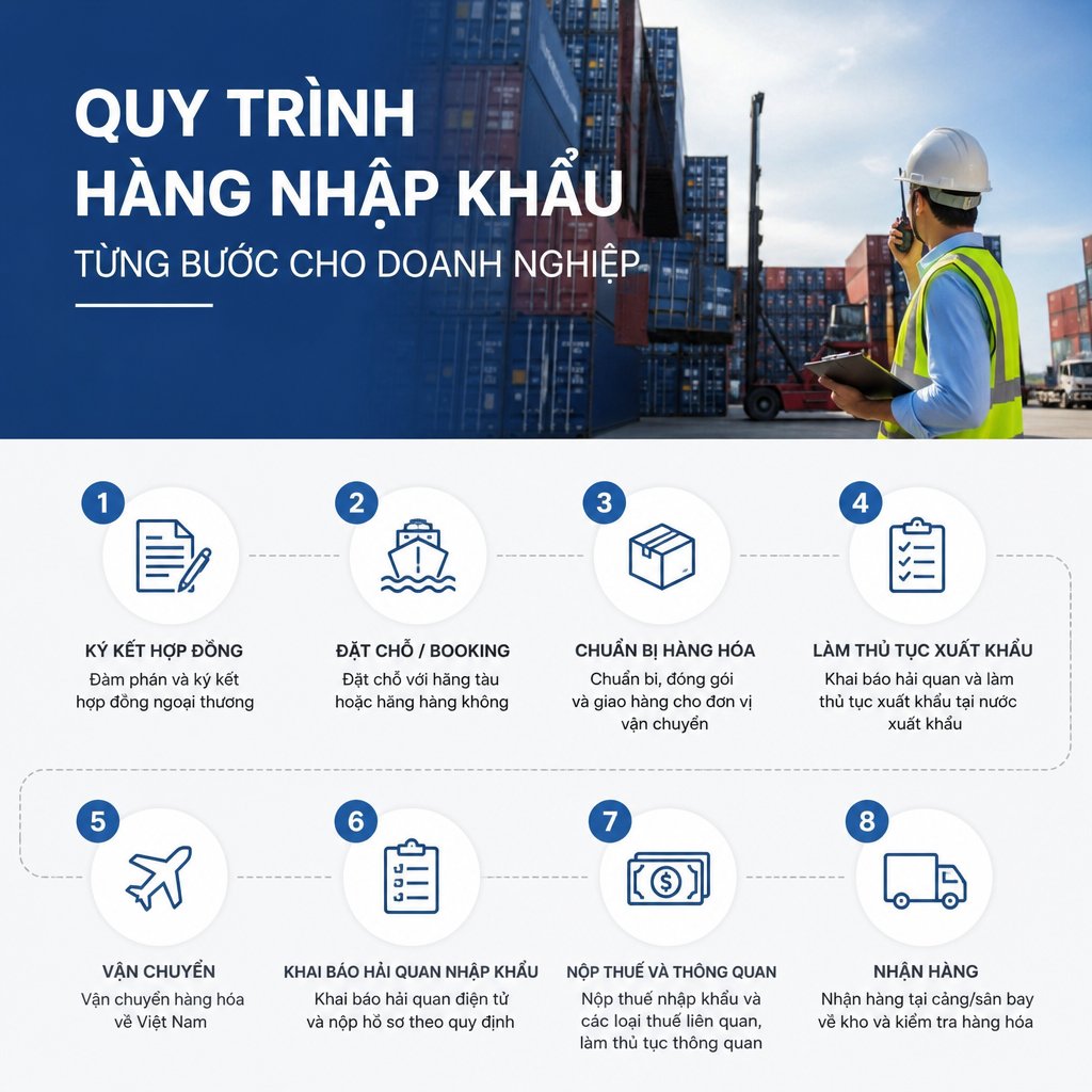 Quy trình hàng nhập khẩu từng bước cho doanh nghiệp