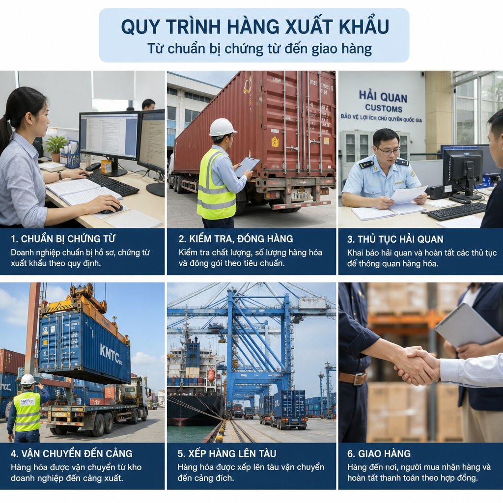 Quy trình hàng xuất khẩu từ chuẩn bị chứng từ đến giao hàng