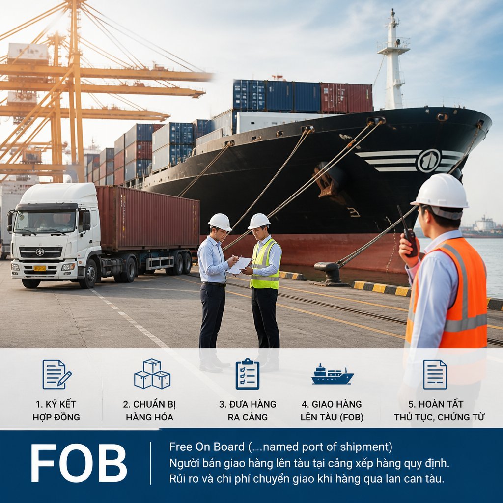 Xuất khẩu fob quy trình, chi phí và lưu ý thực tế