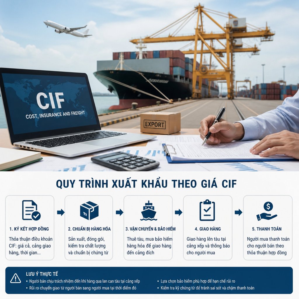 Xuất khẩu theo giá cif quy trình, chi phí và lưu ý thực tế