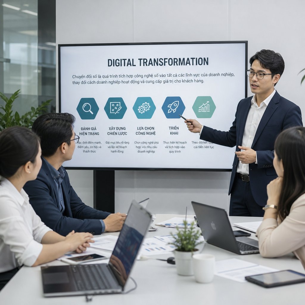 Giải pháp chuyển đổi số cho doanh nghiệp hướng dẫn chi tiết từ cơ bản đến thực tế
