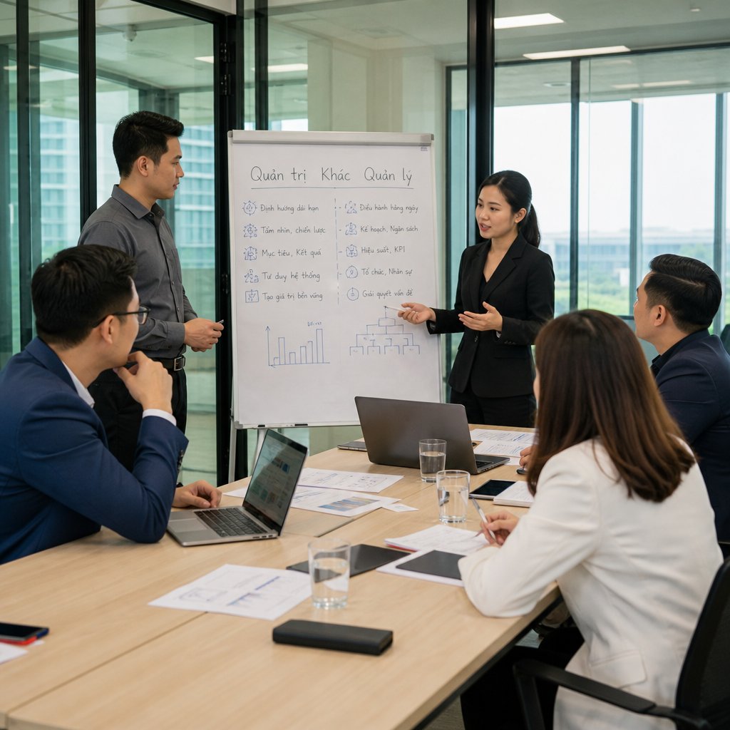 Quản trị khác quản lý và những điều doanh nghiệp cần biết