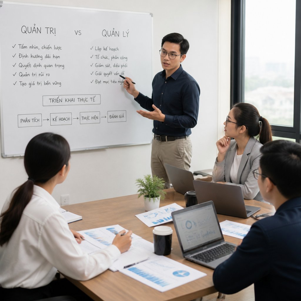 Tìm hiểu quản trị và quản lý và cách triển khai thực tế